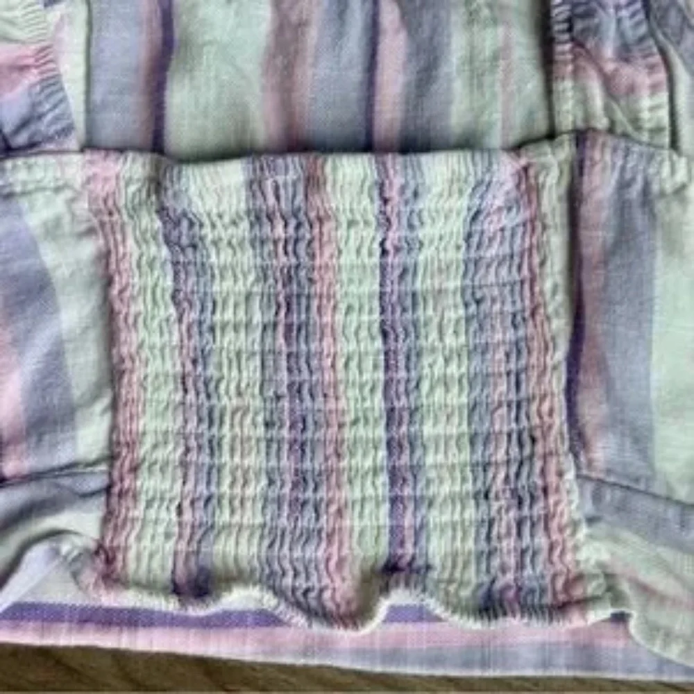 Olivia Kay Girls Set Ruffle Crop Top and Wide Leg Pants Pastel Stripes Size L/XL